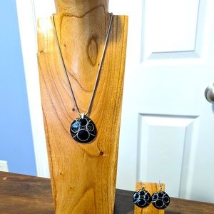 Glass Earring and necklace jewelry set boutique tourist vacation outfit silver